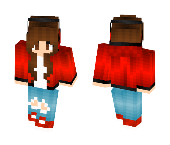 red hoodie girl - Girl Minecraft Skins - image 1