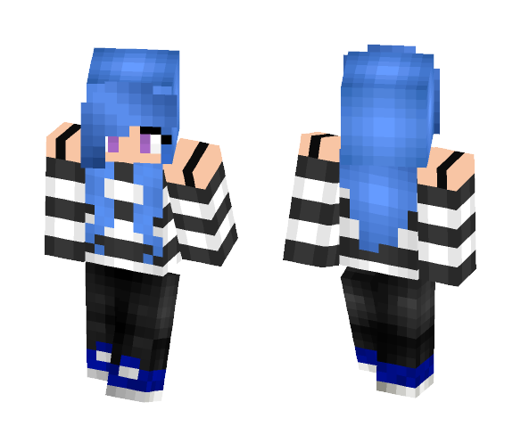Blue Haired Girl - Color Haired Girls Minecraft Skins - image 1