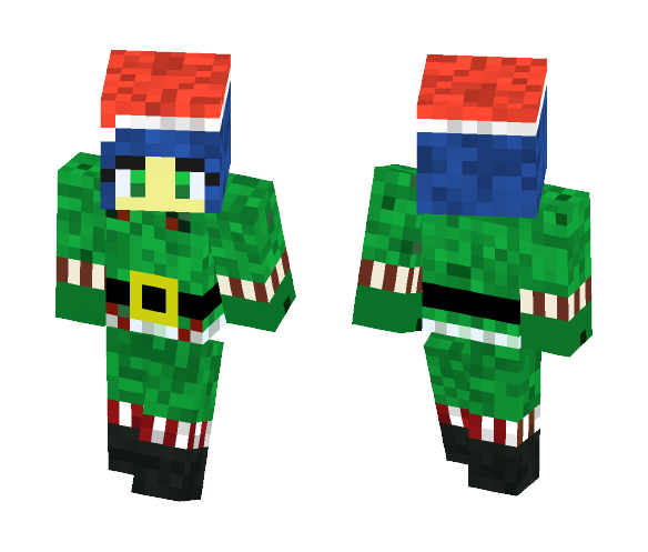 Christmas girl Elf skin blue hair - Christmas Minecraft Skins - image 1