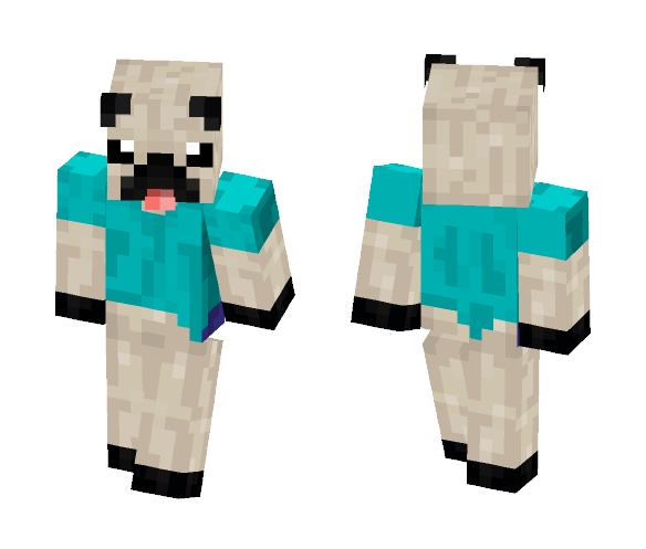pug in steve t-shirt - Male Minecraft Skins - image 1