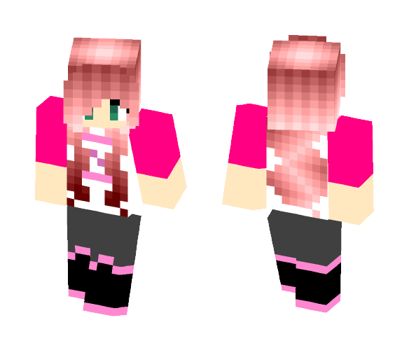 Bubblegum Hair Girl - Color Haired Girls Minecraft Skins - image 1