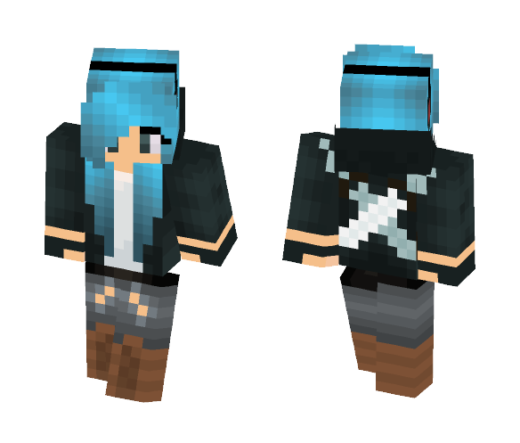 Blue haired girl - Color Haired Girls Minecraft Skins - image 1