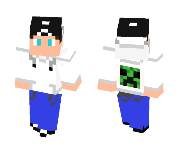 Cool White Hoodie (Creeper On Back) - Male Minecraft Skins - image 1