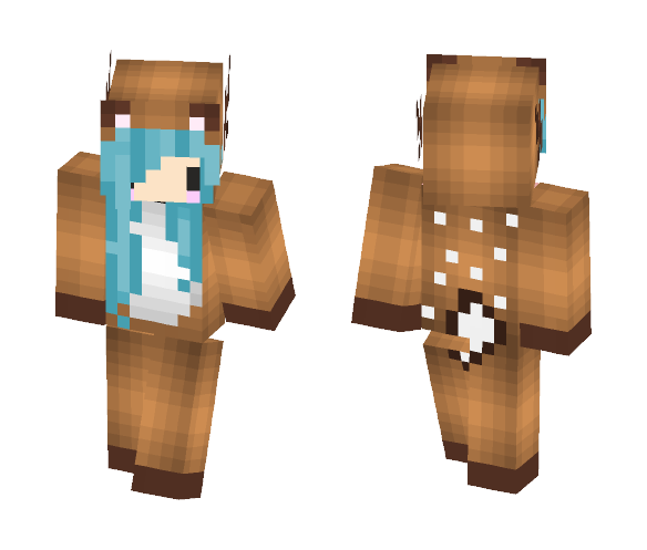 Blue hair reindeer girl - Color Haired Girls Minecraft Skins - image 1