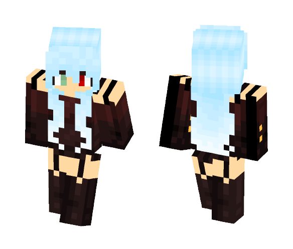 Blue hair, black clothes - Female Minecraft Skins - image 1