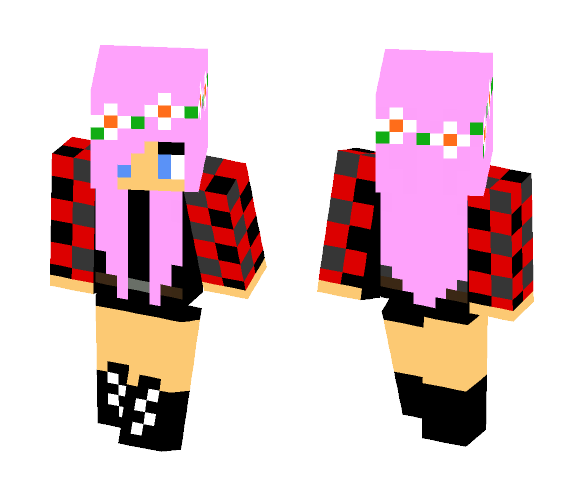 Pink haired flower girl - Color Haired Girls Minecraft Skins - image 1