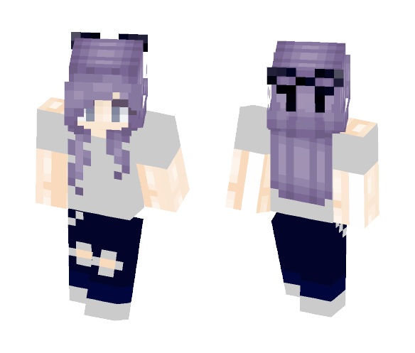 Purple haired girl - Color Haired Girls Minecraft Skins - image 1