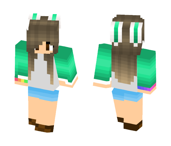 Minty Greeny Bunneh - Female Minecraft Skins - image 1