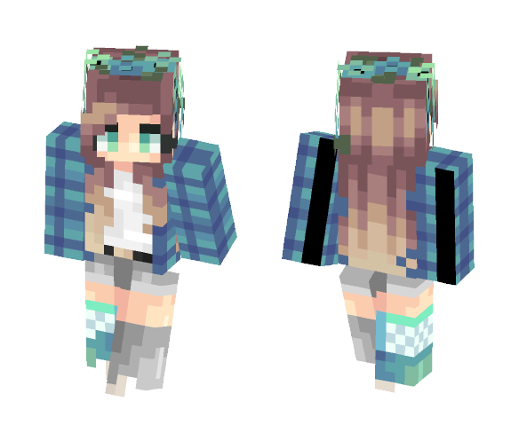 Cataclysm | Aqua Plaid - Female Minecraft Skins - image 1