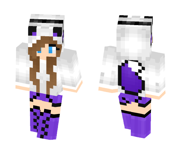 Purple Fox Hoodie /w Brown Hair - Female Minecraft Skins - image 1