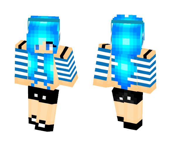 ELECTRIC BLUE HAIR GIRL - Color Haired Girls Minecraft Skins - image 1