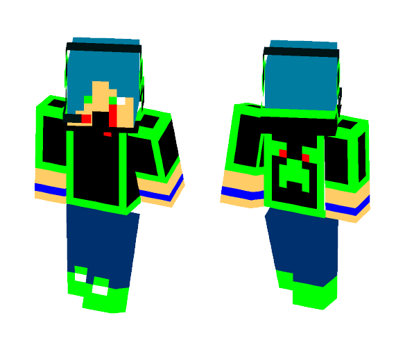 demented green creeper hoodie teen - Male Minecraft Skins - image 1