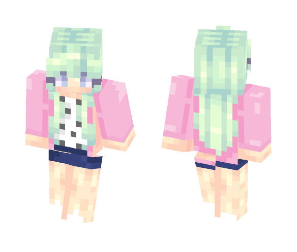 Mint Hair Girl Pretty - Color Haired Girls Minecraft Skins - image 1