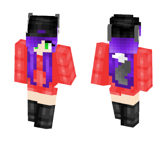 wolf girl with purple hair - Color Haired Girls Minecraft Skins - image 1