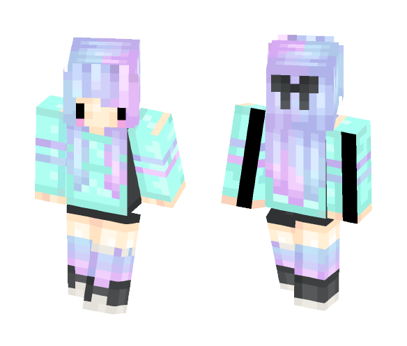 Cotton Candy Hair Girl - Color Haired Girls Minecraft Skins - image 1