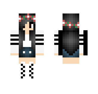 Kawaii girl with black hair - Color Haired Girls Minecraft Skins - image 2