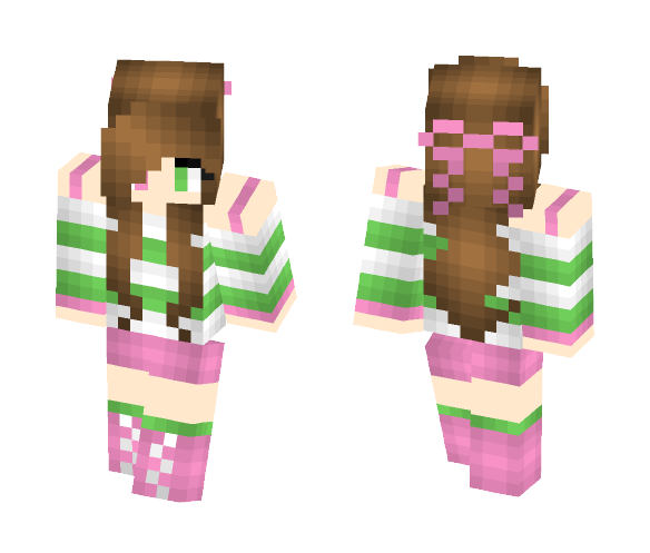Pink & Green Girl - Girl Minecraft Skins - image 1