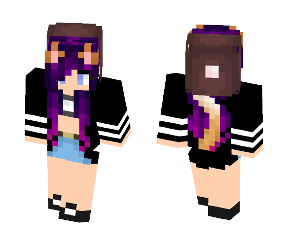 cute kitty purple haired girl - Color Haired Girls Minecraft Skins - image 1