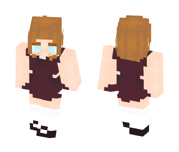 Maroon Dress - Female Minecraft Skins - image 1