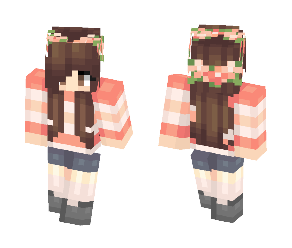 haired Flower Crown Skin for Minecraft image 1. Brown haired Flower Crown.....