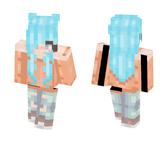 Blue Haired Girl - Color Haired Girls Minecraft Skins - image 1
