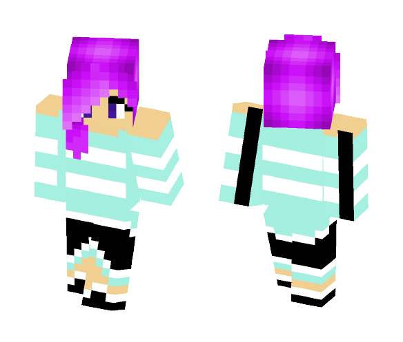 Cute blue white striped girl - Cute Girls Minecraft Skins - image 1