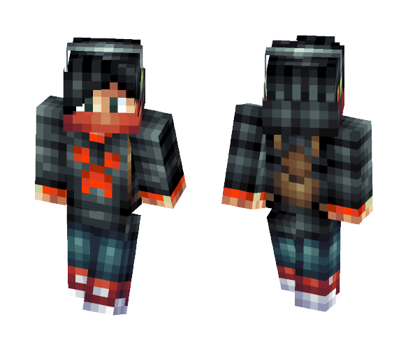 Black hoodie red - Male Minecraft Skins - image 1