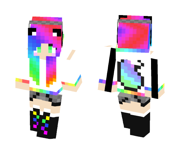 Rainbow Wolf Girl - Girl Minecraft Skins - image 1