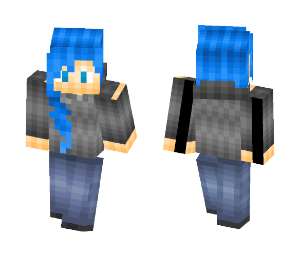 | Girl | Blue Hair | Hoodie - Color Haired Girls Minecraft Skins - image 1