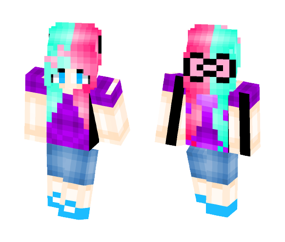 pink and blue - Female Minecraft Skins - image 1
