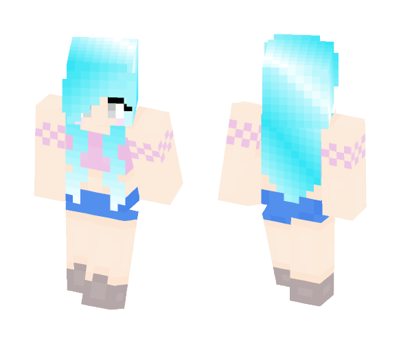 Girl, Blue Hair - Color Haired Girls Minecraft Skins - image 1