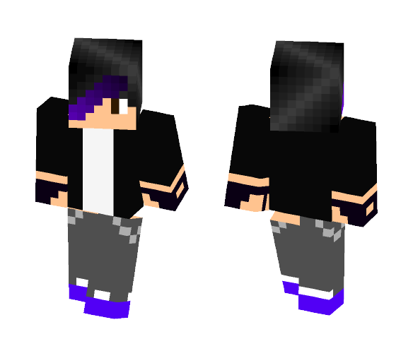 #WITHERQUEEN#-Black and Purple Hair - Male Minecraft Skins - image 1