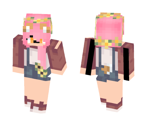 Pink hair /w dog filter - Dog Minecraft Skins - image 1