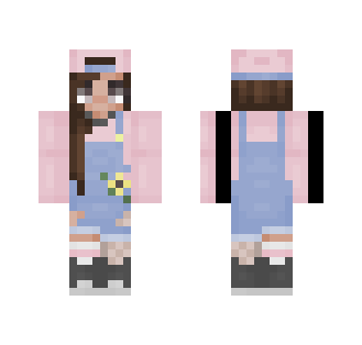 Overalls with matching pink hat