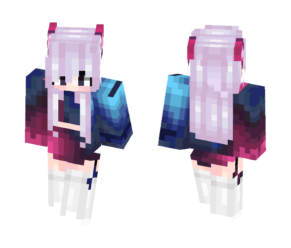 Pink haired wolf girl ???? - Color Haired Girls Minecraft Skins - image 1