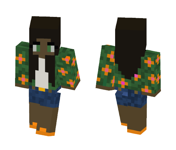 African-American Girl in Flowers - Girl Minecraft Skins - image 1