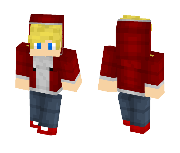 Blonde boy with red hoodie - Boy Minecraft Skins - image 1