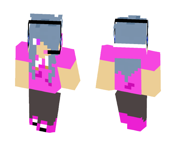 Female Gamer With Pink Hoodie - Female Minecraft Skins - image 1