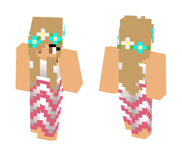 Girl in pink and white dress - Girl Minecraft Skins - image 1