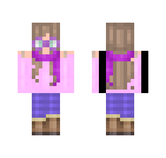 purple scarf w/ pink sweater
