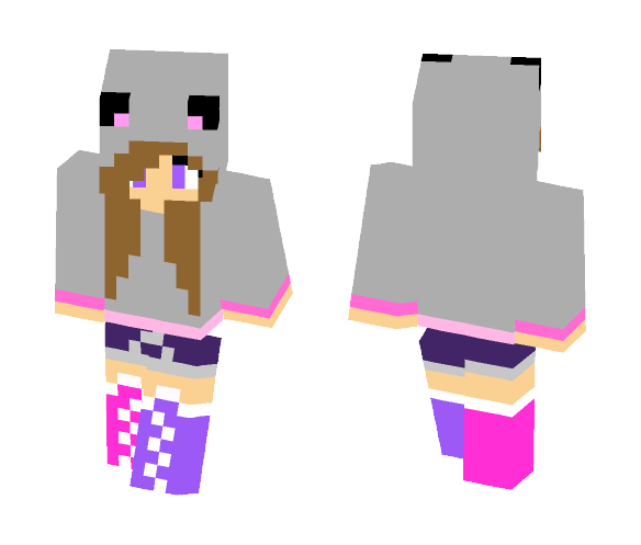 cat hoodie girl - Cat Minecraft Skins - image 1