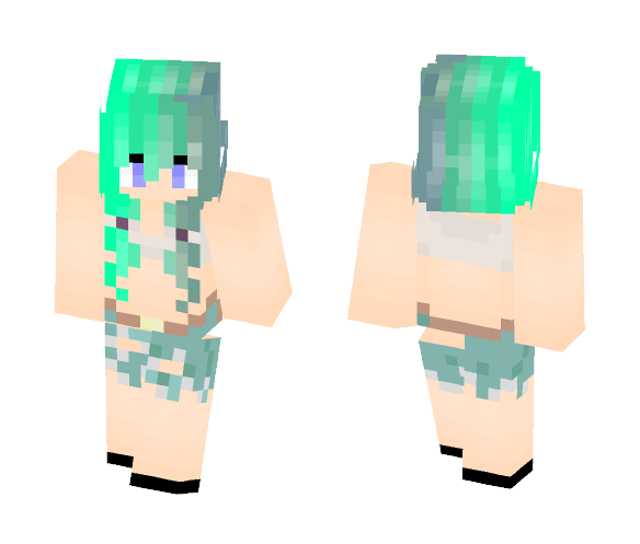 Girl / Green -Hair / Summer Style! - Color Haired Girls Minecraft Skins - image 1