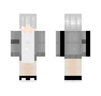 White hair grey cardigan - Male Minecraft Skins - image 2