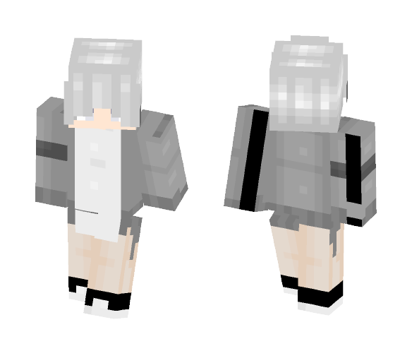White hair grey cardigan - Male Minecraft Skins - image 1
