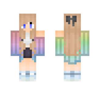 Girl / Brown Hair / Rainbow Outfit - Color Haired Girls Minecraft Skins - image 2