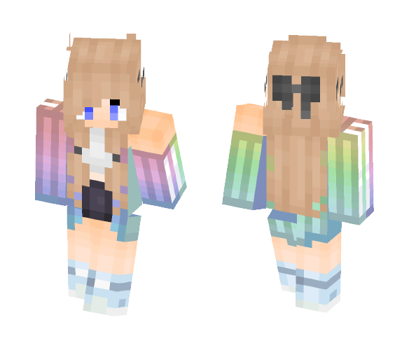 Download Girl / Brown Hair / Rainbow Outfit Minecraft Skin ...