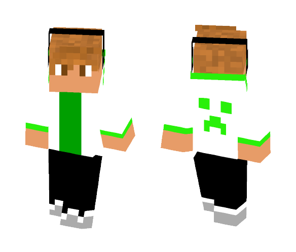 White w/ green hoodie boy - Boy Minecraft Skins - image 1