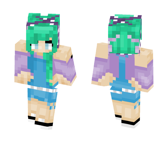 Purple/Green Farm Girl W/ Buns - Girl Minecraft Skins - image 1