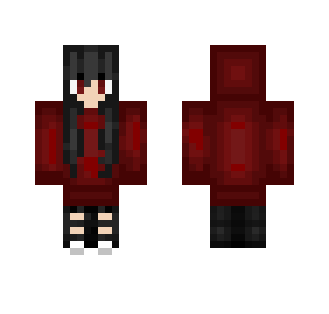 Black haired girl in a Red hoodie. - Color Haired Girls Minecraft Skins - image 2