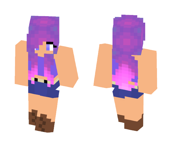cute girl with purple hair - Color Haired Girls Minecraft Skins - image 1